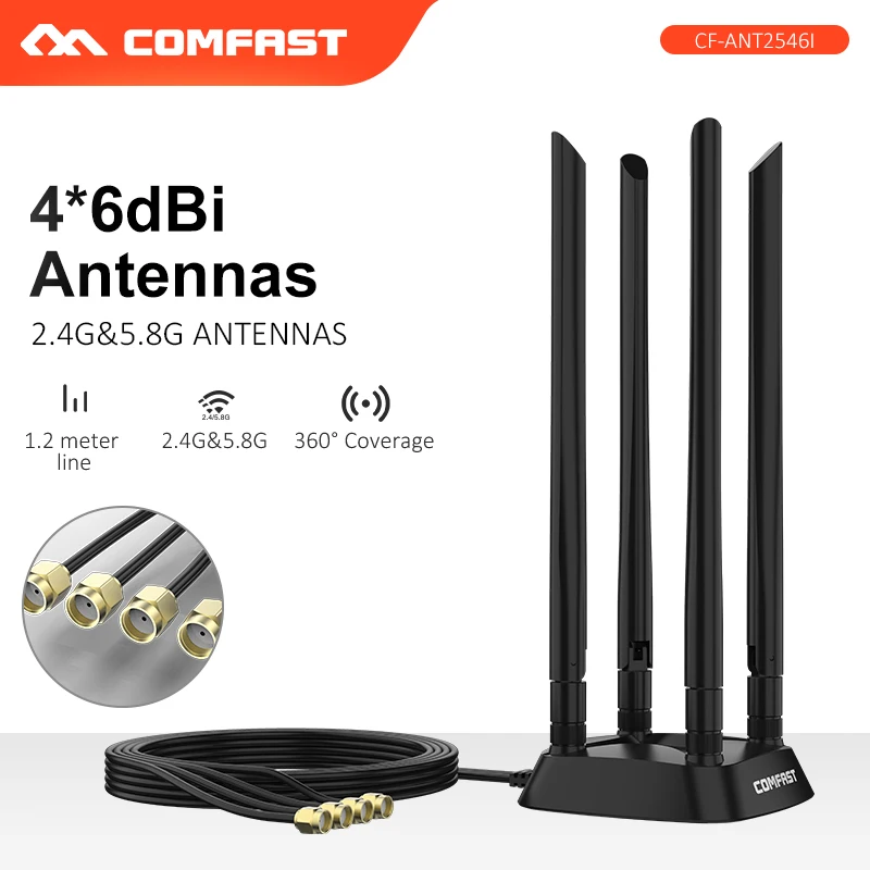 

2.4Ghz +5.8Ghz 4*6dBi dual band Omnidirectional high gain base antenna for wireless routers / network card with SAM connectors