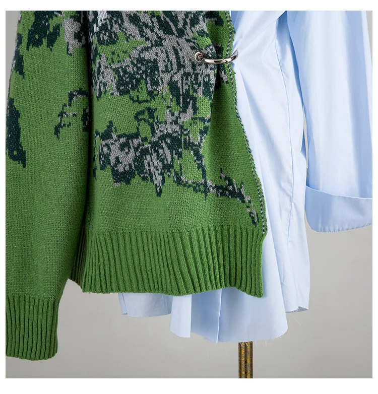 AIMENUNU Лоскутные популярные цветные рубашки с косичками женские воротником