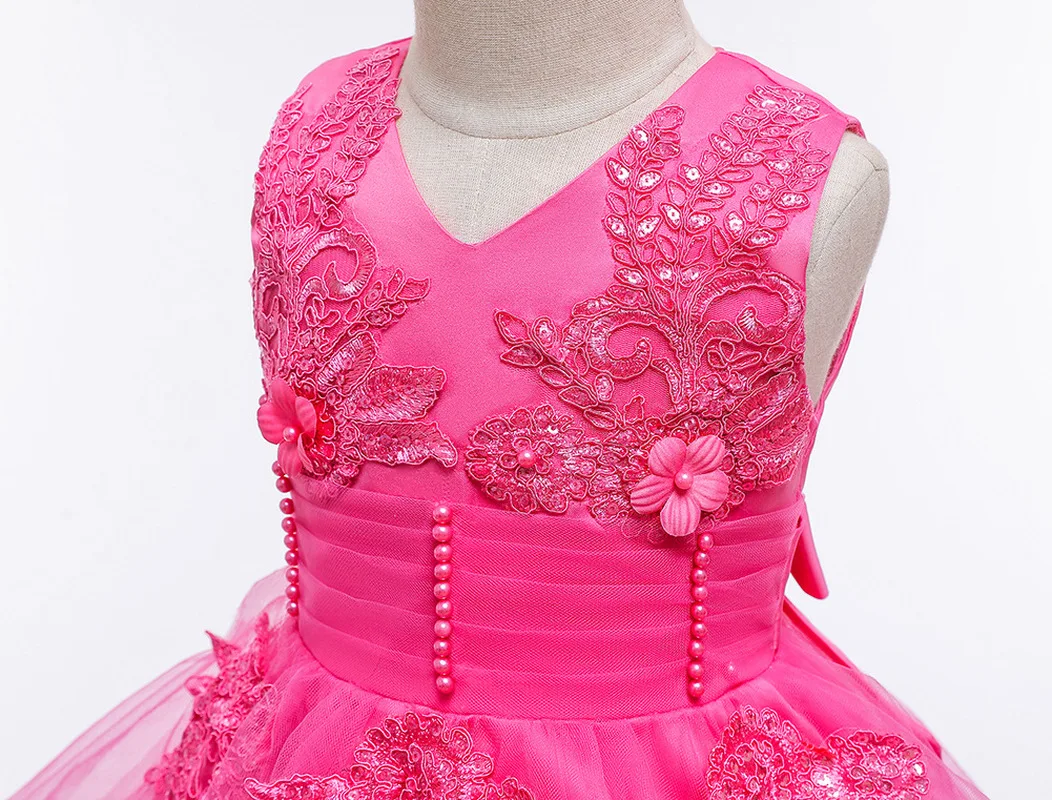 С цветочным узором для девочек Свадебная вечеринка платье на день рождения