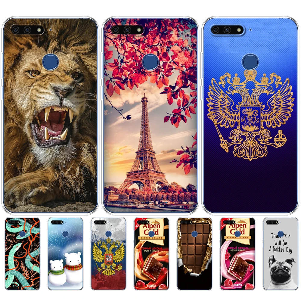 Силиконовый чехол для Huawei AUM L29 honor 7a pro 5 7 дюйма мягкий бампер из ТПУ задняя крышка