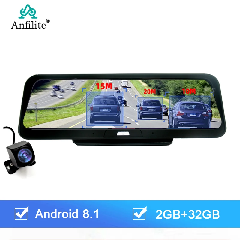 Автомобильный видеорегистратор Anfilite 10 дюймов 2 Гб + 32 ГБ Android 8 1 GPS навигация Bluetooth Wi