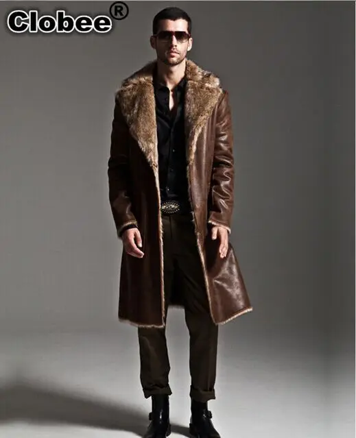 2019 зимнее Мужское пальто Пушистый длинный дизайн двубортный норковый мех