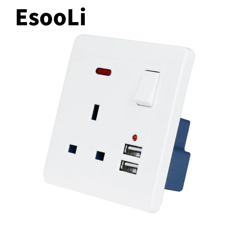 EsooLi 16A Usb настенная розетка двойная итальянская/разъем Чили с 1000mA USB зарядным