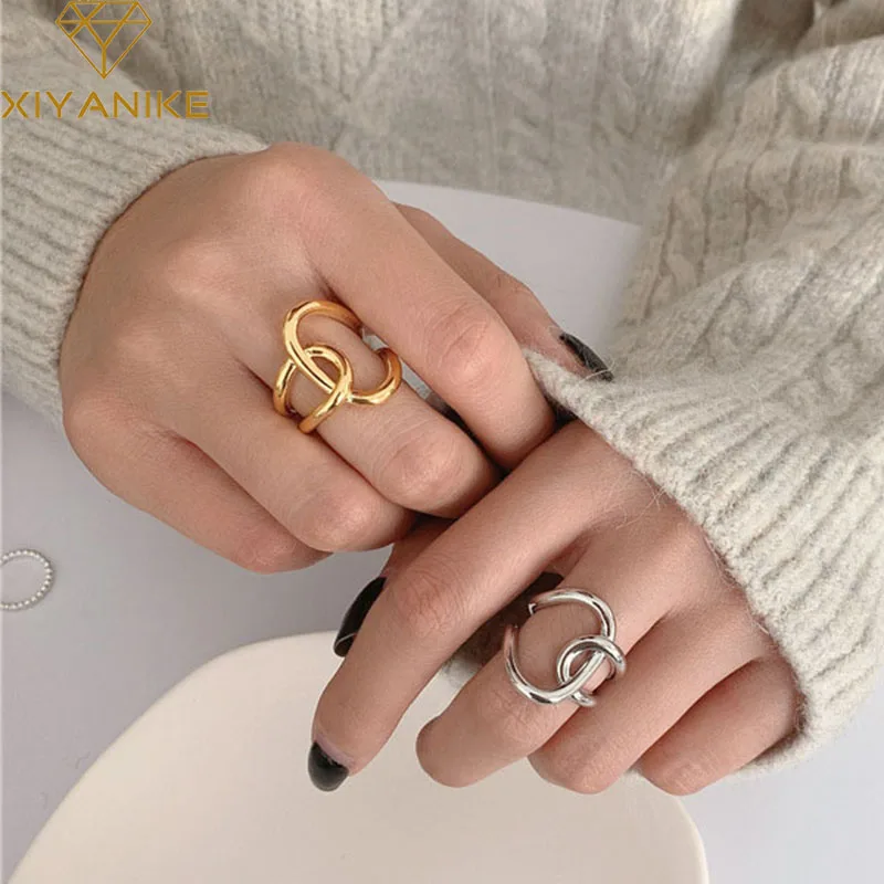 

GLORIA 925 Sterling Silver Simple Geometric Cross Knotted Rings for Women Couple Classic Charms Handmade Finger Jewelry Gifts