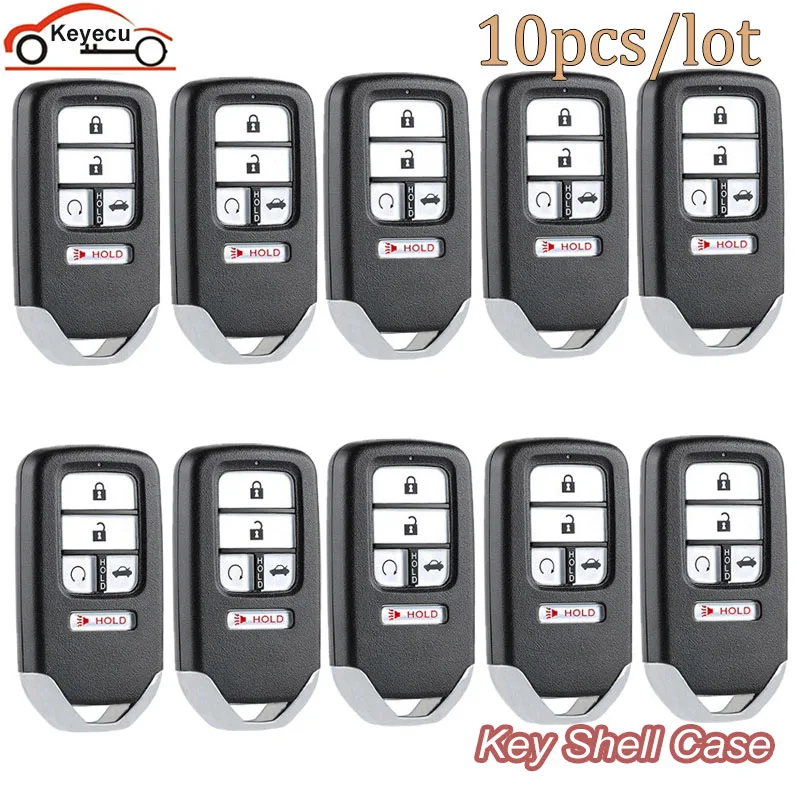 

KEYECU 10 шт./лот для Honda Civic Pilot 2016 2017 2018 2019 2020 5 кнопочный пульт дистанционного управления Корпус ключа брелок со вставкой необработанное лезвие