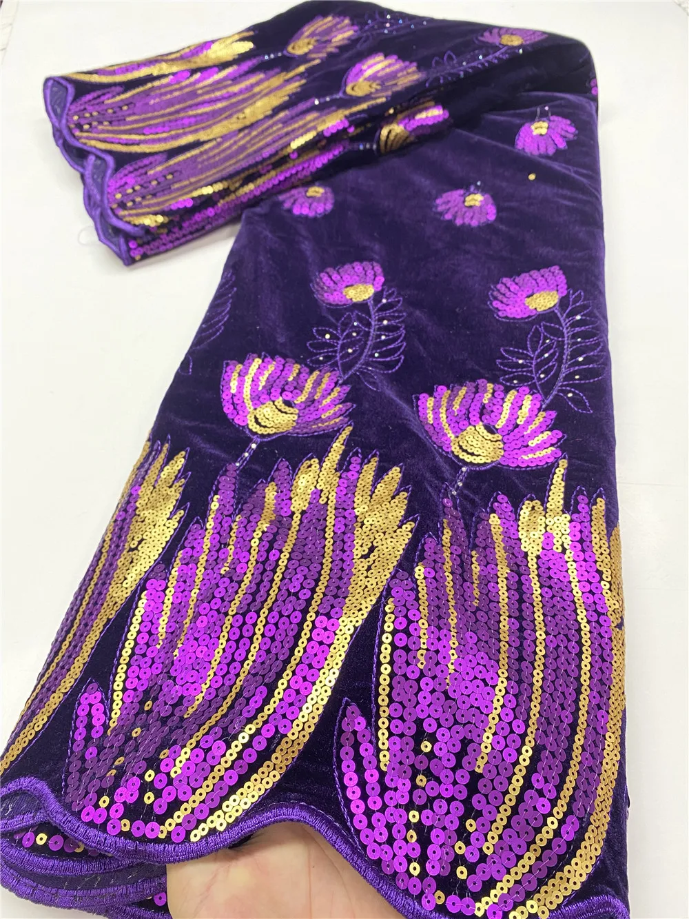 

NI.AI Gold Nigerian Velvet Lace Fabric With Sequins 2020 High Quality Soft Lace African Lace Fabric For Wedding Dress XY3760B