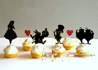 30pcs glitter alice in wonderland birthday cupcake toppers bridal shower wedding bachelorette party treat food picks decoration