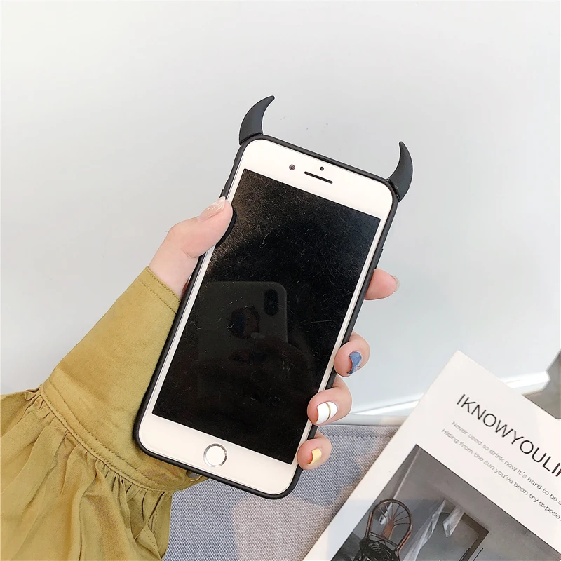 Phone Cases For Samsung Galaxy S8 S9 S10 S10e S21 S20 FE S22 Note 8 9 10 Plus Lite 20 Ultra Devil Horns Demon Angle Cover