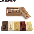 Деревянный бамбуковый usb-накопитель JASTER USB2.0 с коробкой, usb-флеш-накопитель, личный подарок, карта памяти, Флеш накопитель 4 ГБ, 16 ГБ, 32 ГБ, 64 ГБ, бесплатный Пользовательский логотип