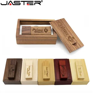 Деревянный бамбуковый usb-накопитель JASTER USB2.0 с коробкой, usb-флеш-накопитель, личный подарок, карта памяти, Флеш накопитель 4 ГБ, 16 ГБ, 32 ГБ, 64 ГБ, бесплатный Пользовательский логотип