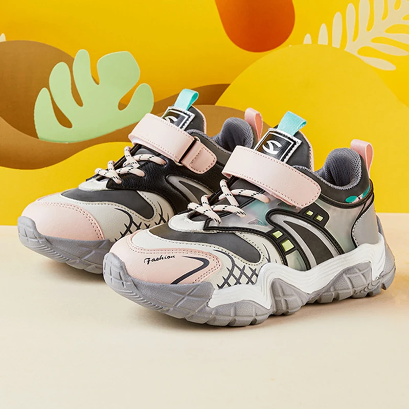 Zapatillas de deporte informales para ni&ntilde;o y ni&ntilde;a, zapatos coloridos de tendencia, EVA, fondo suave, antideslizante, botines para correr, suministros de actividades-1