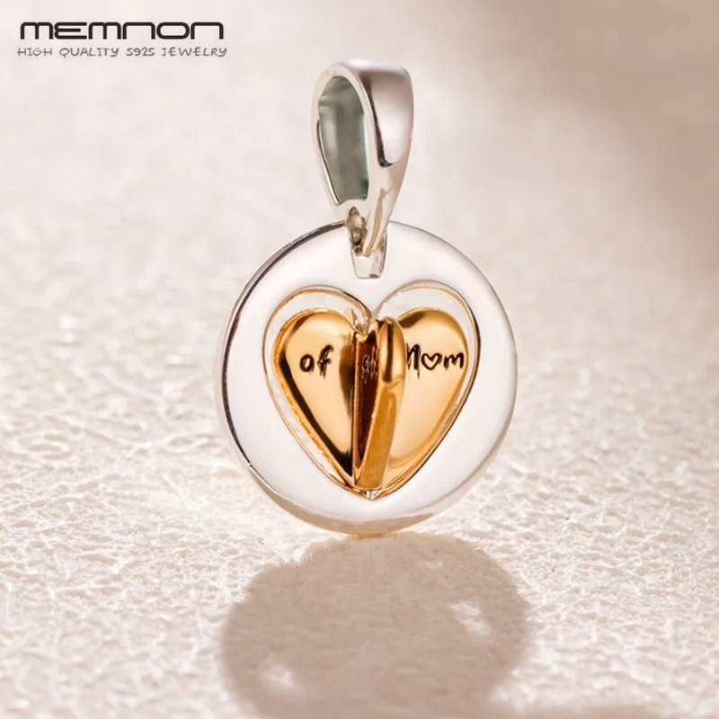 

925 Sterling Silver Shine Mum's Golden Heart pendant dangle Charms beads fit Original charm bead bracelets bangles necklace DIY