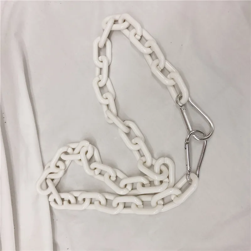 white pant chain Панк Стиль Модные Акриловые твердые ожерелье браслет для женщин Ins Горячая Хип Хоп смолы штаны с цепочкой ювелирные изделия Harajuku унисекс чокеры - Окраска металла: white pant chain