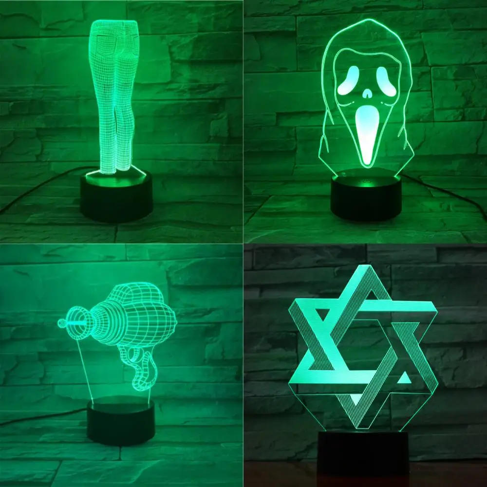 Стереоскопический 3D светодиодный светильник USB Luminarias акриловая пластина на день