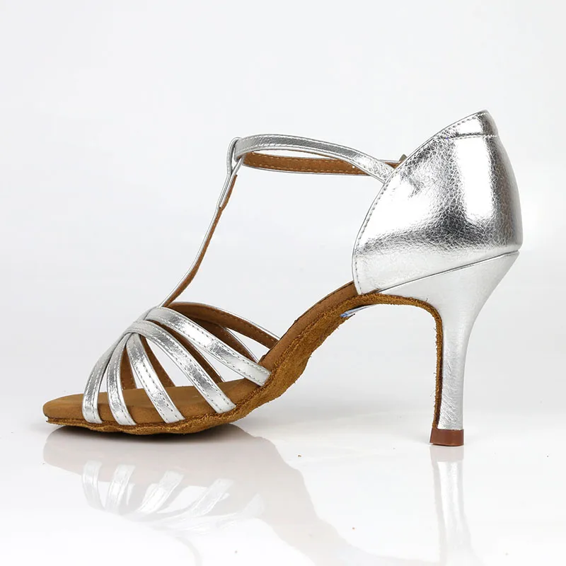 Женские туфли для латиноамериканских танцев BD серебристые золотистые бальных