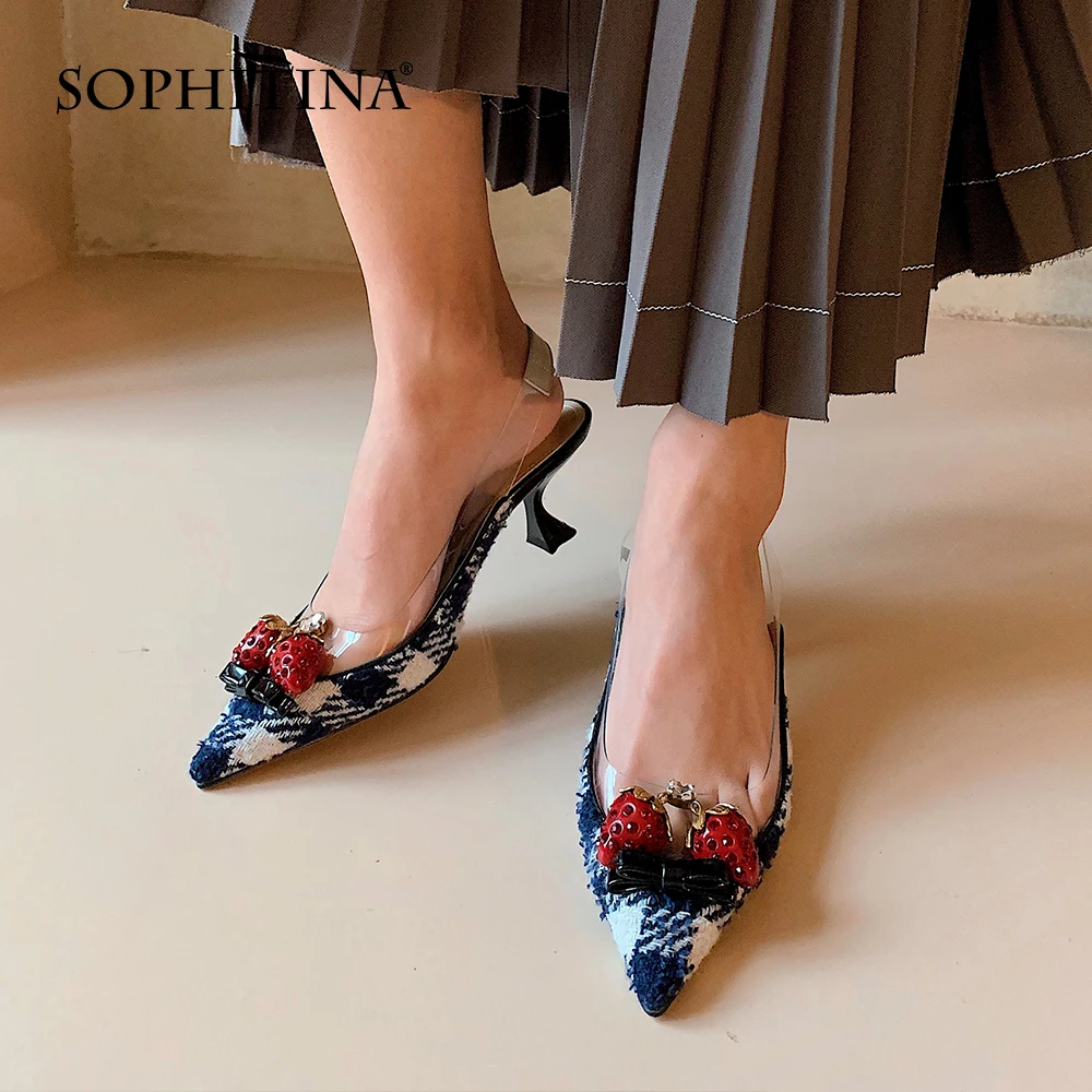 Сандалии SOPHITINA женские с ремешком на пятке элегантные туфли закрытым заостренным