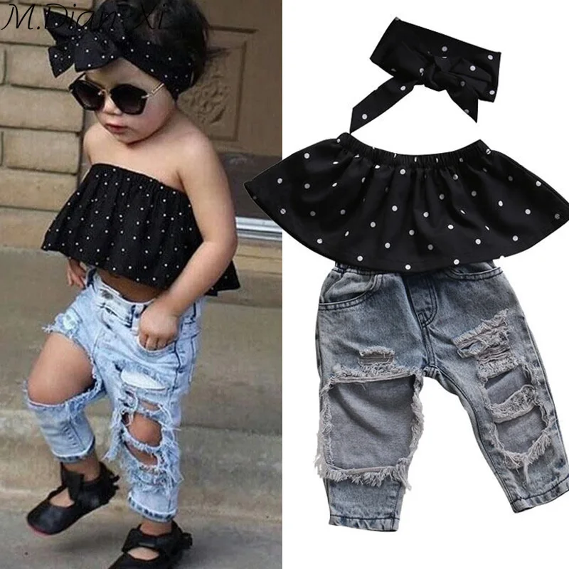 Комплект одежды для маленьких девочек комплект из 3 предметов в горошек топ без