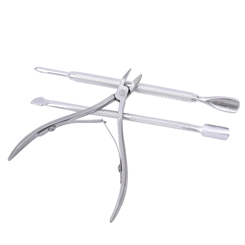 

3Pcs/Set Nail Dead Skin Remover Tools Stainless Steel Nail Cuticle Nipper Cuticle Pusher Nail Clipper Trimmer