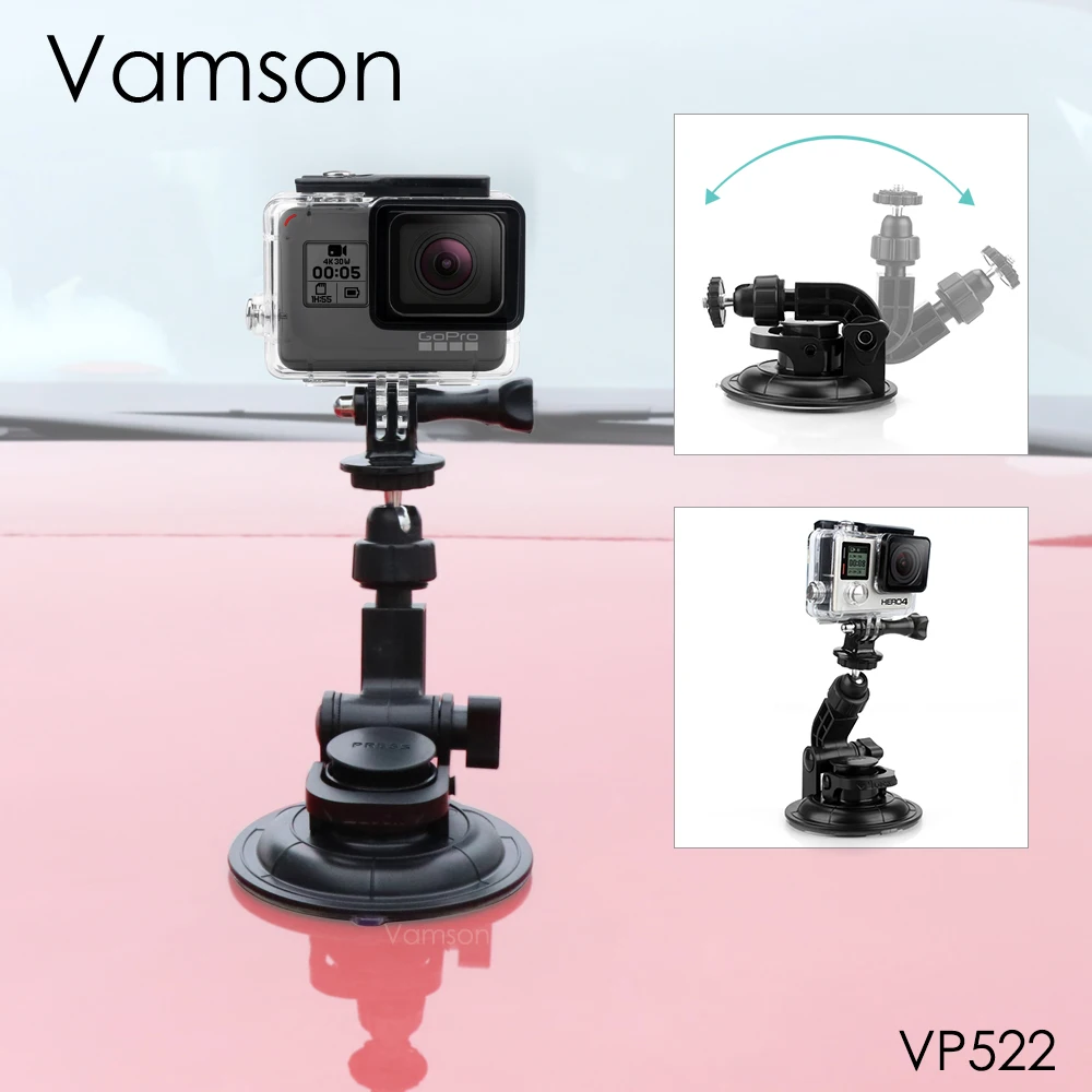 

Vamson for Go Pro Hero 8 7 6 5+9CM Diameter Car Suction Cup Tripod Base Mount For Gopro Accessories for SJ4000 for Xiaomi VP522