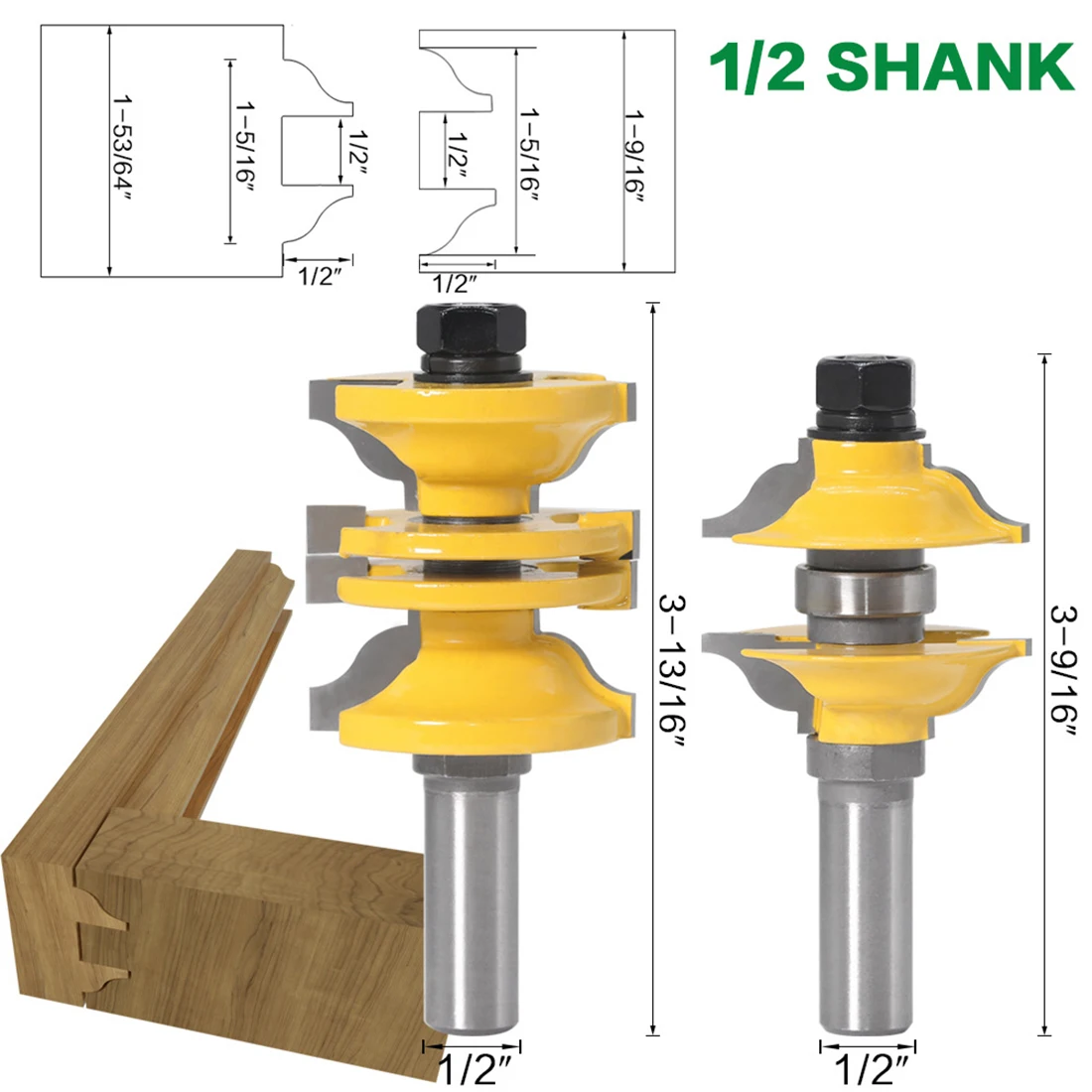 

Woodworking Router Bits Yellow Cutting Trimming Shaping Slotiing Parts
