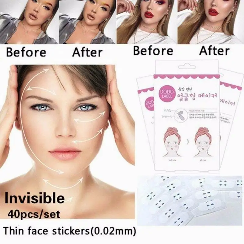 

40pcs /Box Invisible Thin Face Stickers Face Facial Line Wrinkle Sagging Skin V-Shape Chin Face Lifting Patch 0.02mm