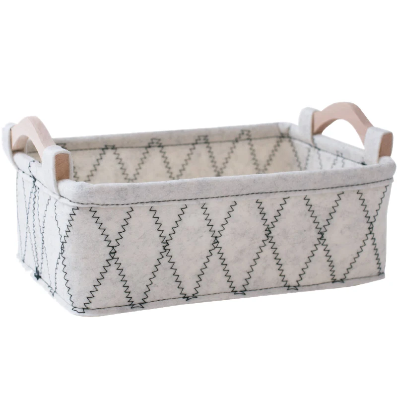 Войлочная коробка для белья хлопковая и льняная ручка Настольная корзина