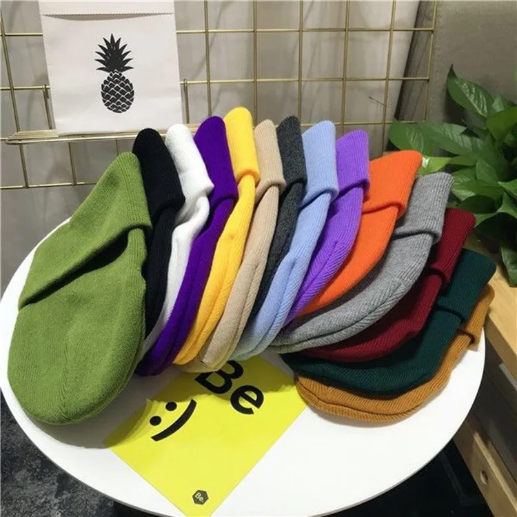 

Wholesale knitted hat Solid Color Japanese street hip hop factory direct selling children's men's warm cross-border foreign trad