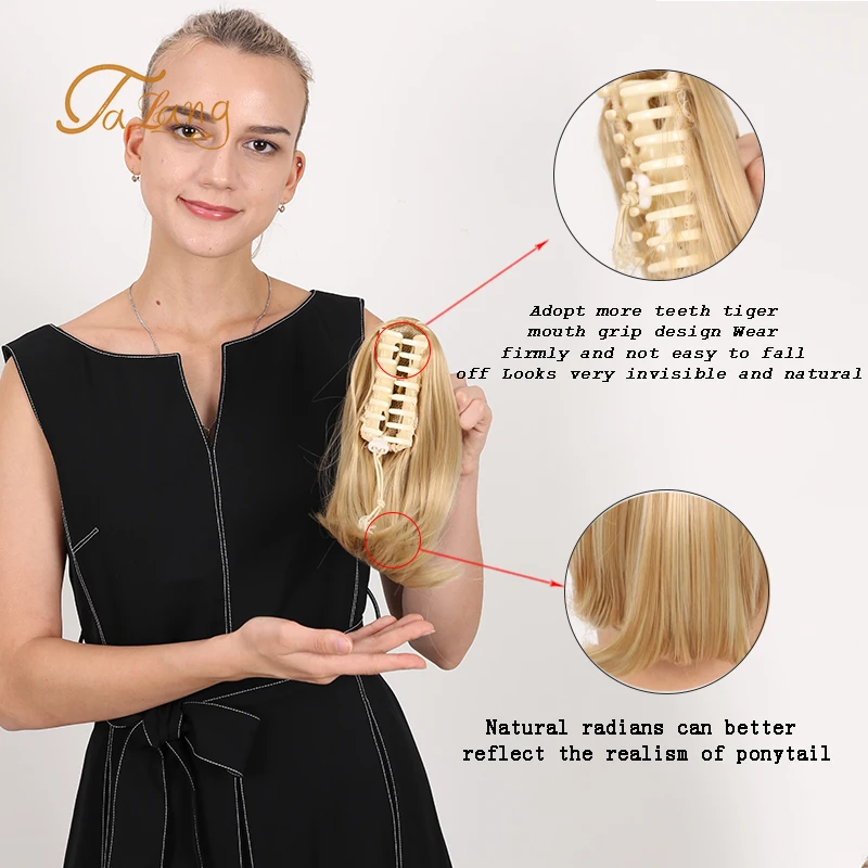 

TALANG Straight Clip In Hair Tail False Hair Ponytail Hairpins Synthetic Heat Resistant Fake Hair Piece for Women Adult