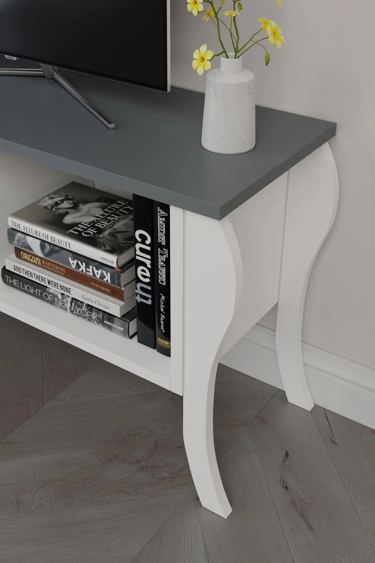 Современная плоская телевизионная установка Lukens 90 см антрацитовый телевизор