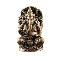 mini vintage brass ganesha statue pocket india thailand elephant god figure sculpture home office desk decorative ornament gift