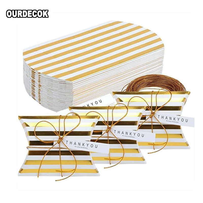 Boîte à bonbons en papier kraft en forme d'oreiller  10 pièces  sacs à tarte en papier artisanal