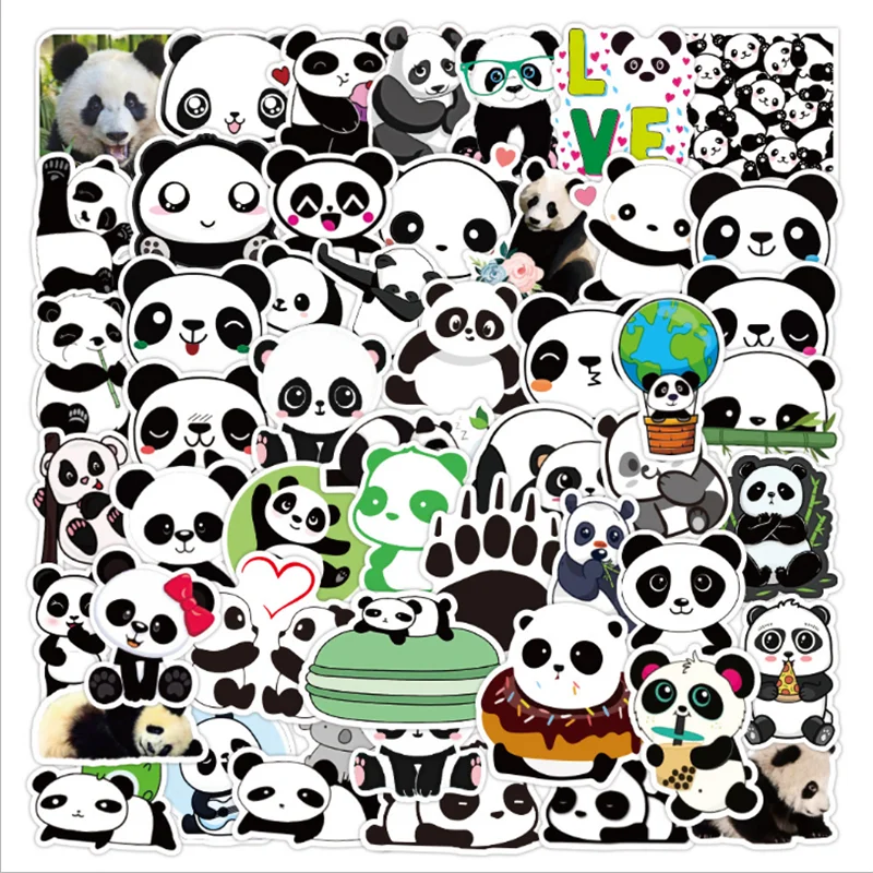 

10/30/50PCS Cute Panda Cartoon Graffiti Sticker Waterproof Luggage Laptop Scooter Water Cup Decoration Toy Wholesale