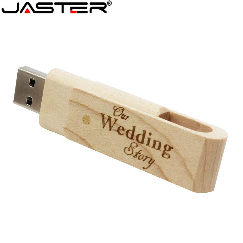 Usb-флешка JASTER с прямоугольной коробкой вращающаяся Флешка из Натурального ореха