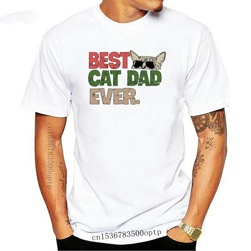 

New Best Cat Dad Ever Fathers Day Gift Present Cats Tshirt T Shirt Mens Kids 0846 Style Round Tee Shirt