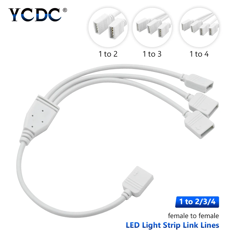 1 до 2/3/4 способ Rgb разъем Гнездовой кабель сплиттер белый медь 4 Pin RGB Шнур для