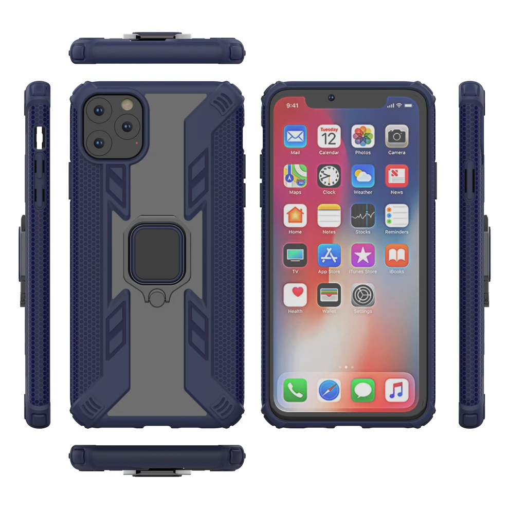 2019 новый случай для iPhone 11 Pro Max анти-амортизатор вращающийся стенд с металлическим