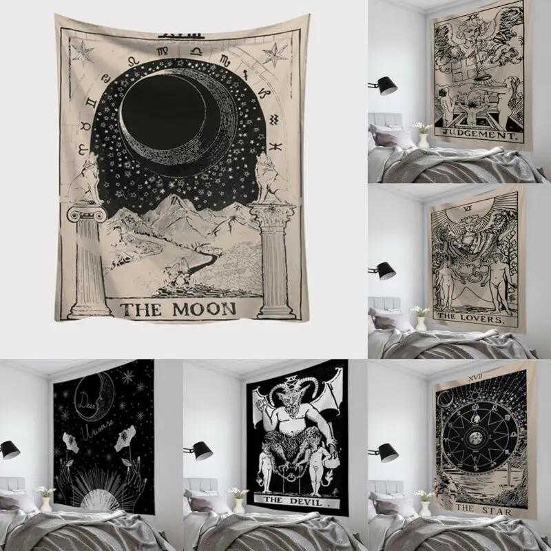 Tapestry Wall Hanging Polyester Tarot Card Pattern Home Decor Astrology Divination Bedspread Beach | Дом и сад