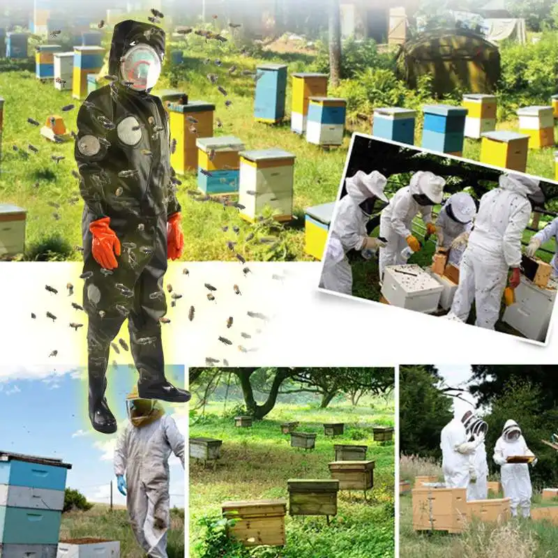 

New Professional Thicken PU Full Body Beekeeping Bee Keeping Suit with Hat Gloves Goggles