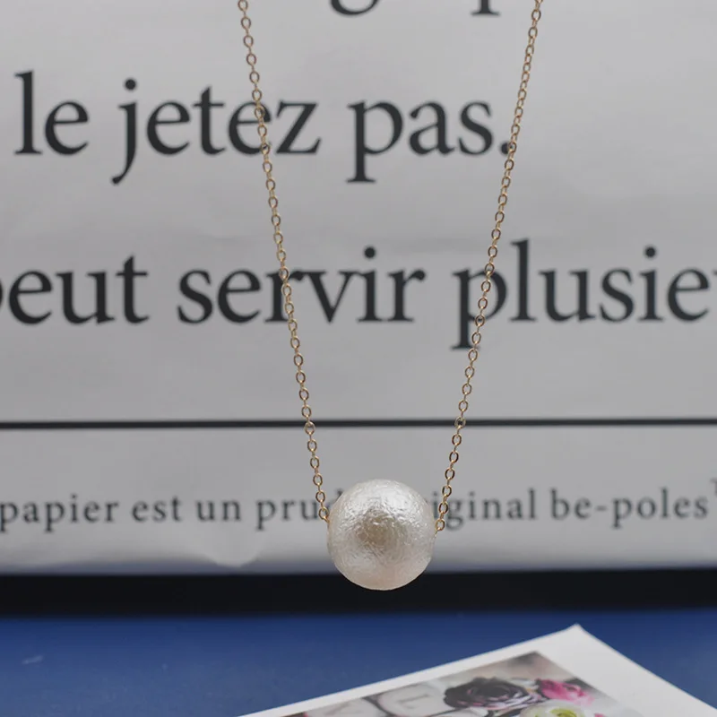 

Fashion Frosted Large Pearl Necklace Pendant Women Girls Alloy Clavicle Chain Temperament Beauty Neck Jewelry Korean Style