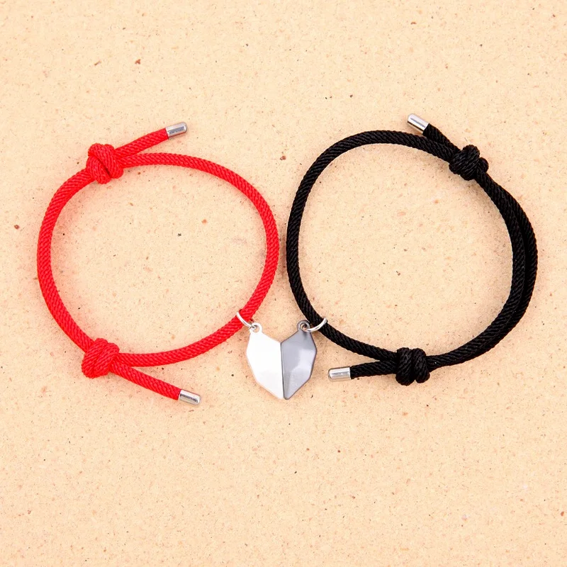 

Lovers Bracelet 2 pieces/set Wish Stone Couple Bracelet Couple Gift Magnet Attraction Charm Charm Adjustable Lucky Rope Bracelet
