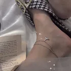 Женский браслет с шармами русалка, браслет на ногу из серебра 925 пробы, свадебная бижутерия, подарок, SL356