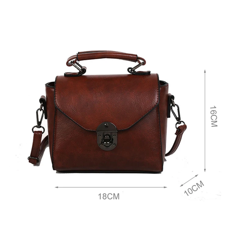 2021 Vintage PU Leather Female Top-handle Bags Small Quare Crossbody Women Handbag Casual Shoulder Bag Lady High Quality Flap
