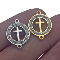 1pcslot connector cross circle diamond charms pendant christian double hole fit bracelet necklace pendants diy jewelry making