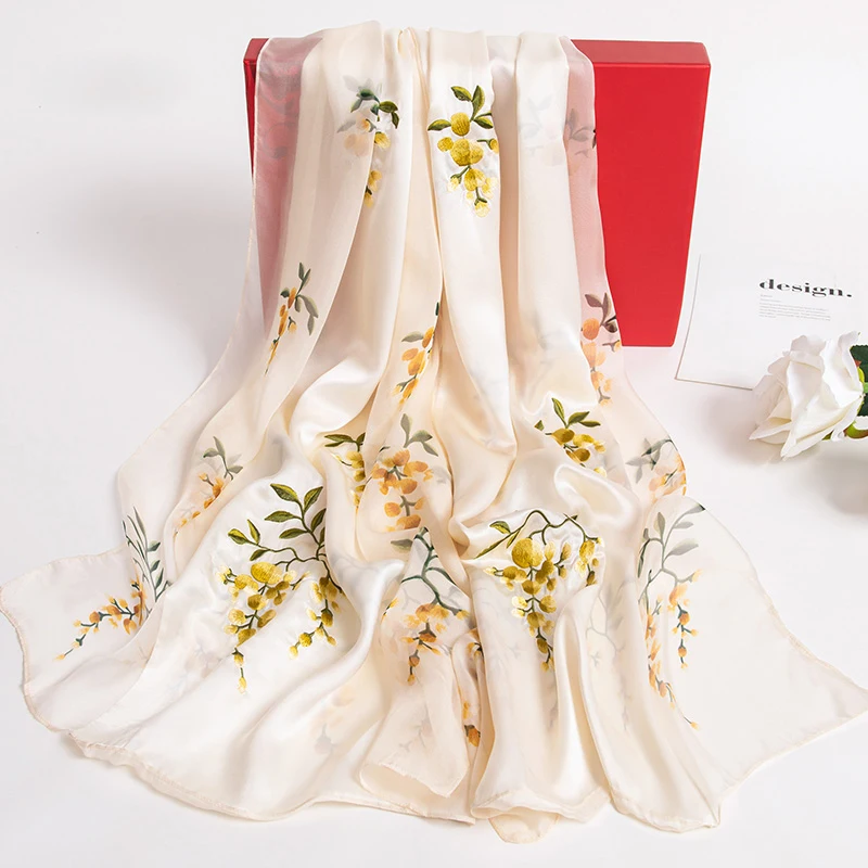 Ханчжоу натуральный двойной шелковый шарф для Для женщин Элитный бренд 100%