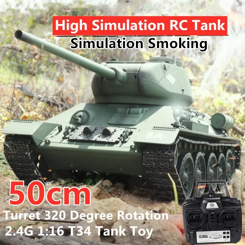

High Simulation RC Battle Tank 2.4G 50CM 1:16 Large Scale Model 20mins Battery Life With Smoking Night Light Remote Control Tank