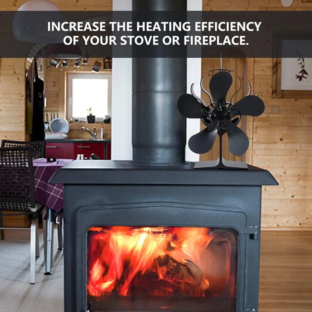 Вентилятор для черной плиты, работающий от тепла Komin, деревянная горелка, 5 лезвий, безопасный для дома, эффективное распределение тепла от AliExpress RU&CIS NEW