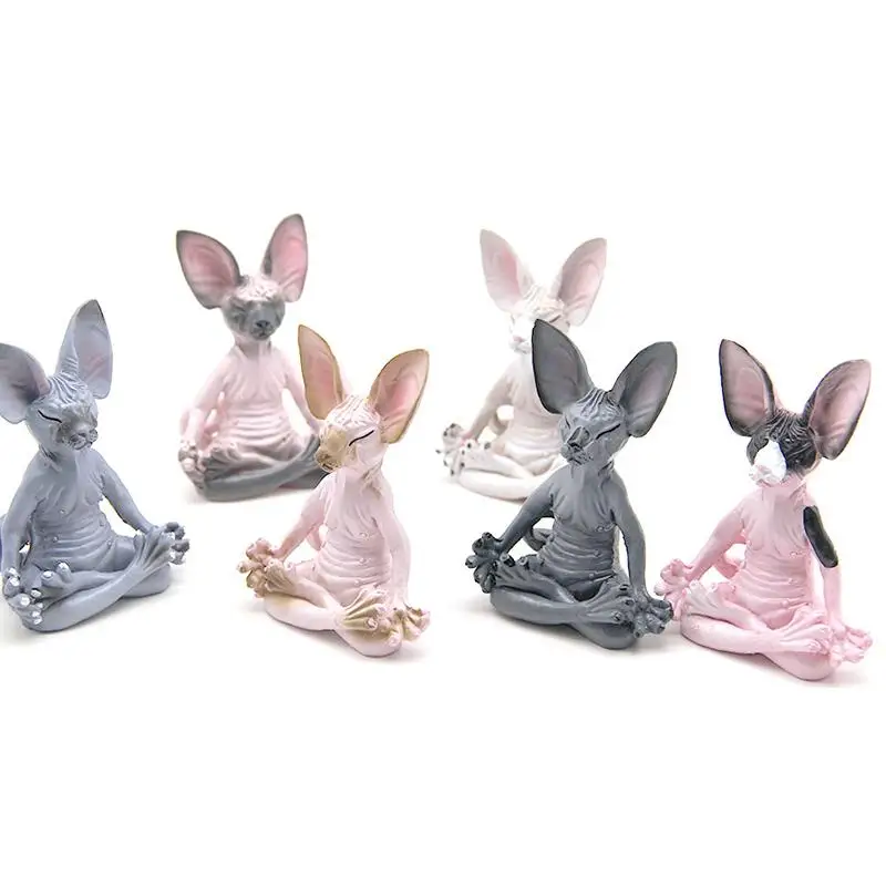 Причудливая статуэтка Будды сфинкса кошка для медитации йоги счастливая