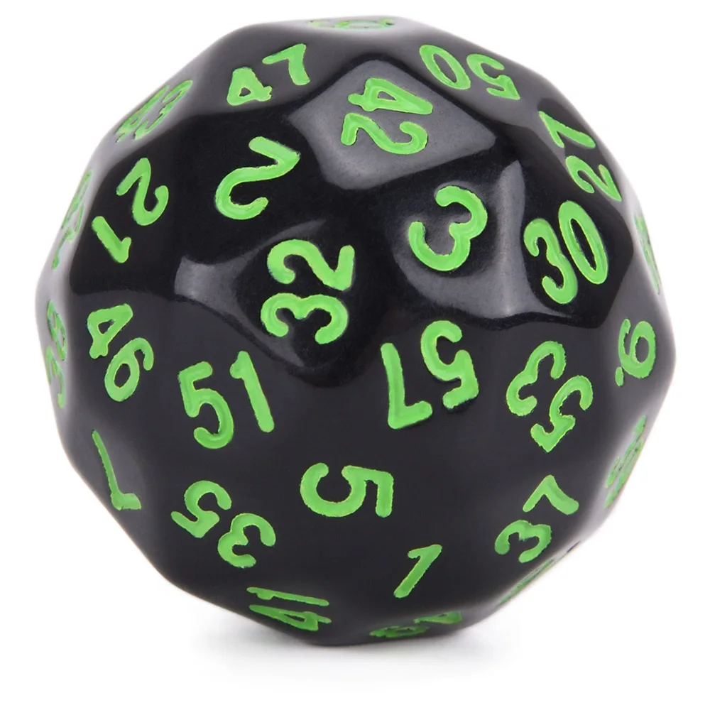 Black w Green Ink Непрозрачные D60 двухсторонние многогранные кости для подземелья и драконов TTRPGs MTG и для изучения математики - Цвет: Black w Green Ink