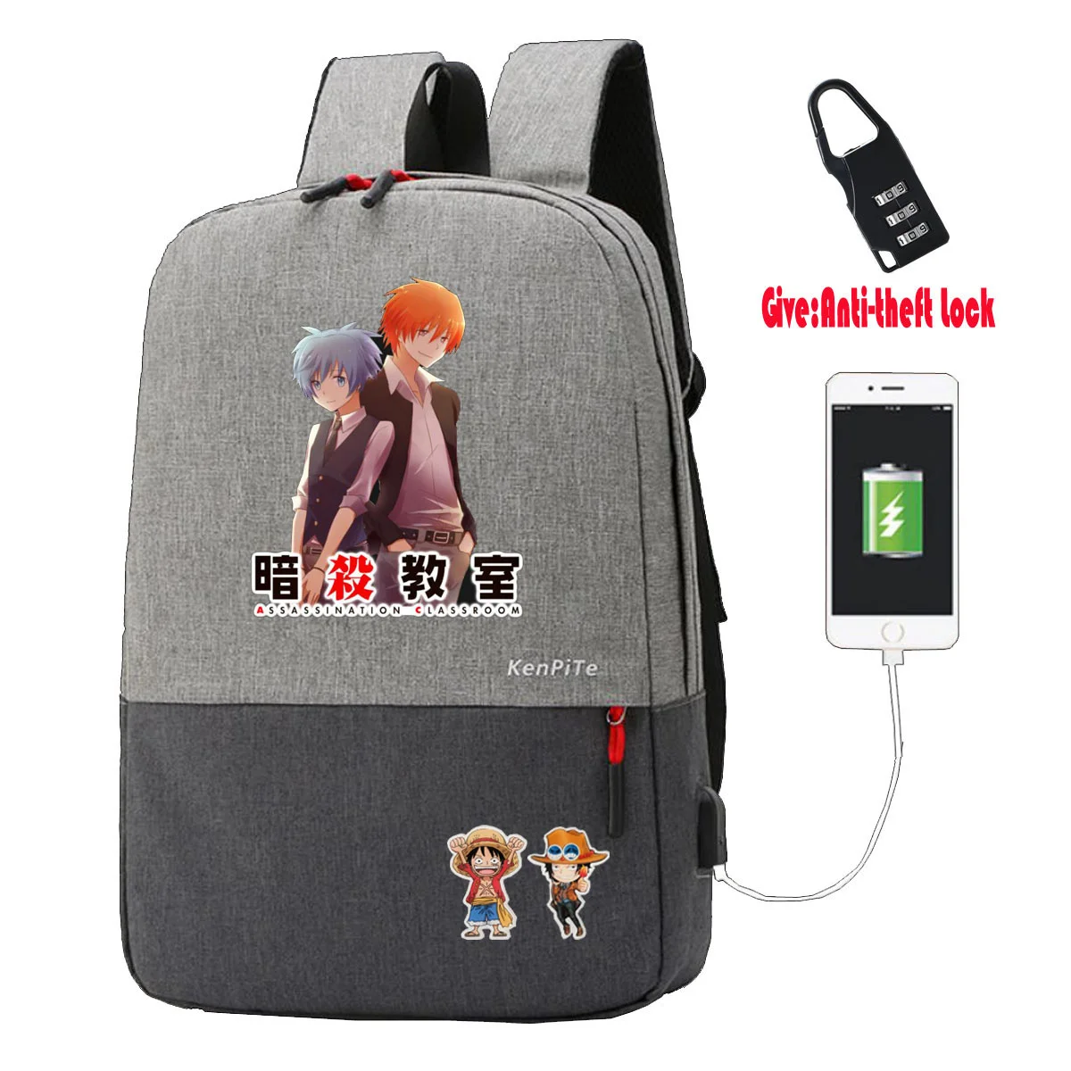 

anime Ansatsu Kyoushitsu Backpack UNISEX Travel bag teenagers Laptop bag Anti-theft USB Charging Knapsack school book Bags