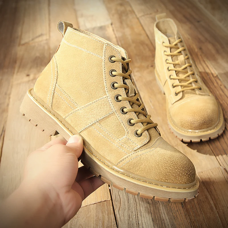 Зимние Повседневные мужские рабочие ботинки из натуральной кожи Удобные Высокие